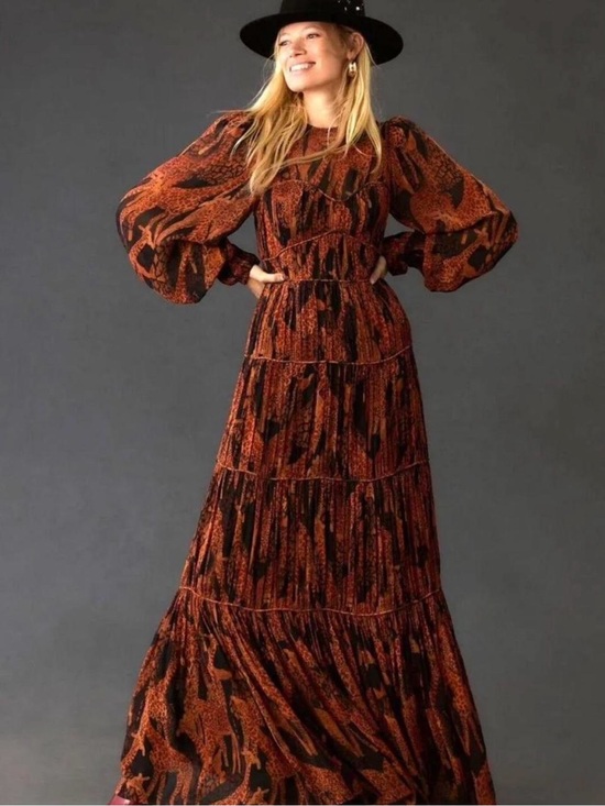 FARM Rio Dresses & Skirts - FARM Rio Rust and Black Tiered Maxi Dress